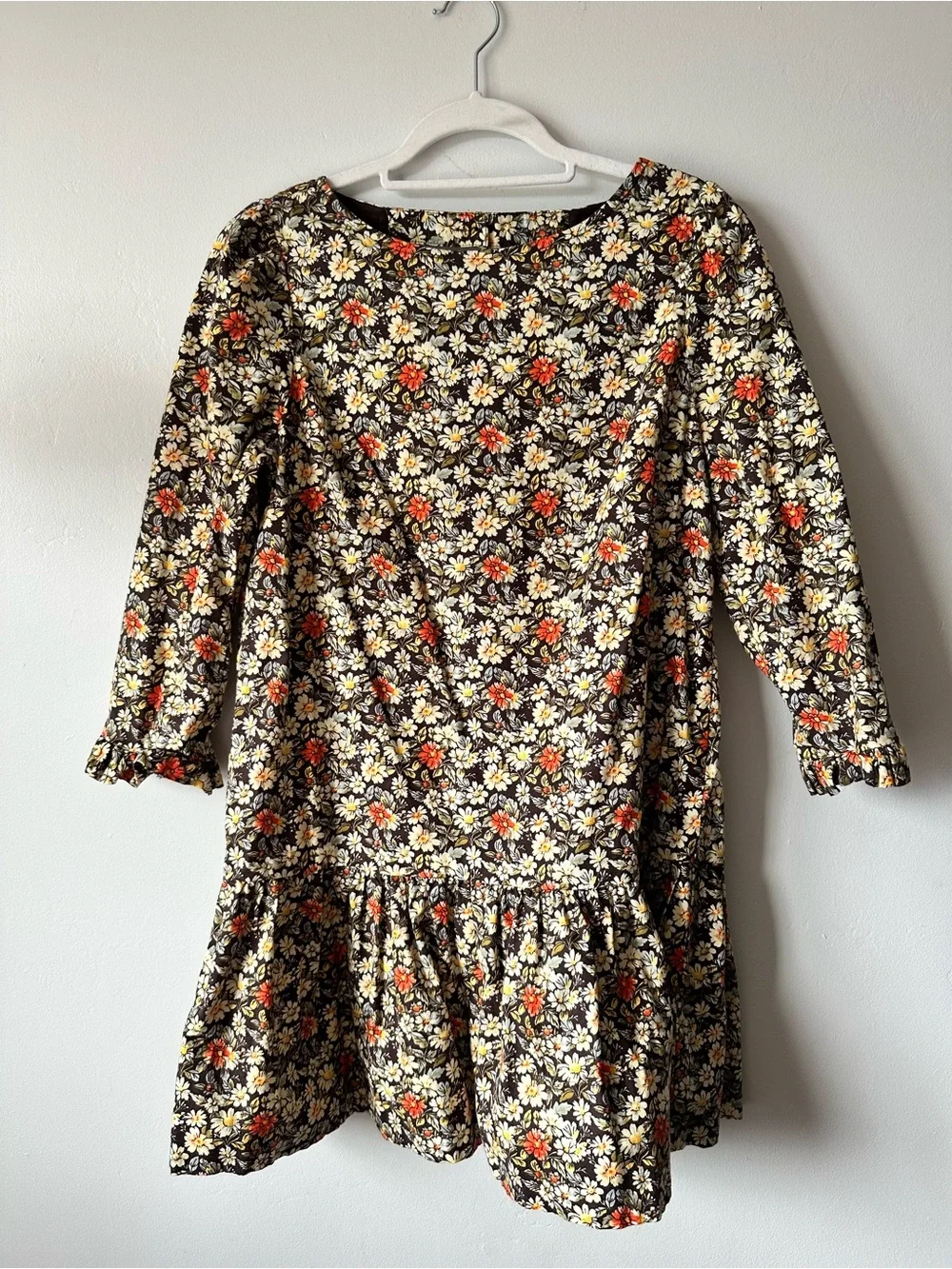 Free People Black Floral Mini Skirt with Orange and Cream Accents